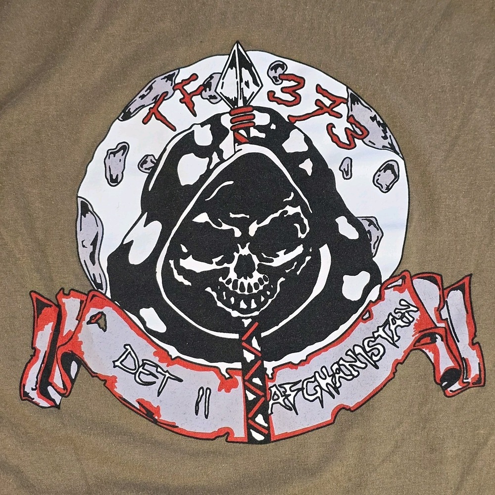 Vintage Rothco‎ TF 373 Afghanistan Skull T-Shirt USA Single Stitch Medium Y2K - Picture 7 of 7
